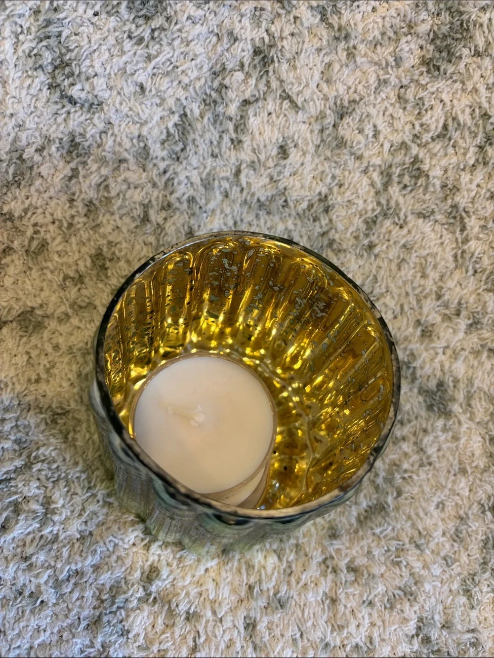 Mercury Glass Sage Green Ribbed Votive Candle Holder Koyal Pier One NWT 3x3”